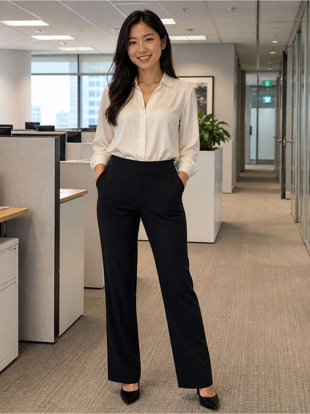 To the Max Black Straight-Leg Work Trousers